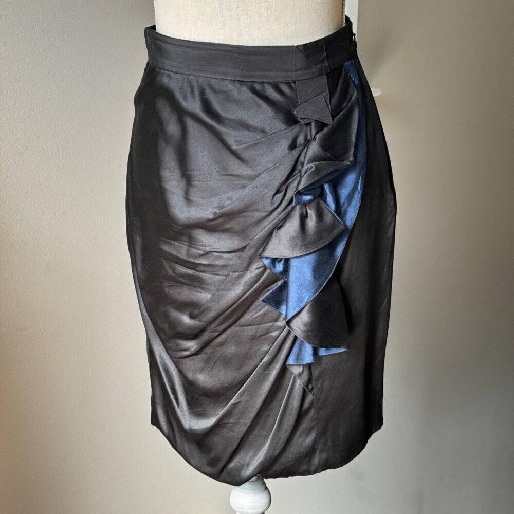 ELIE TAHARI Stretch Silk Black Ruffle Skirt - Size 6